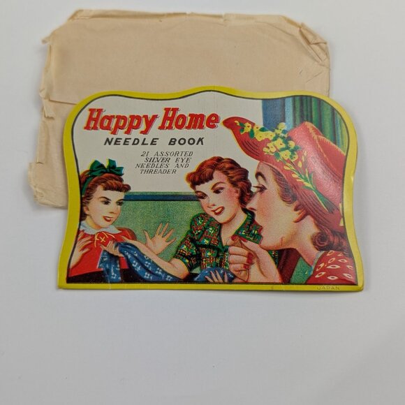 Happy Home Vintage Needle Book 21 Nickel Plated Needles & Threader Japan NEW - Picture 7 of 9